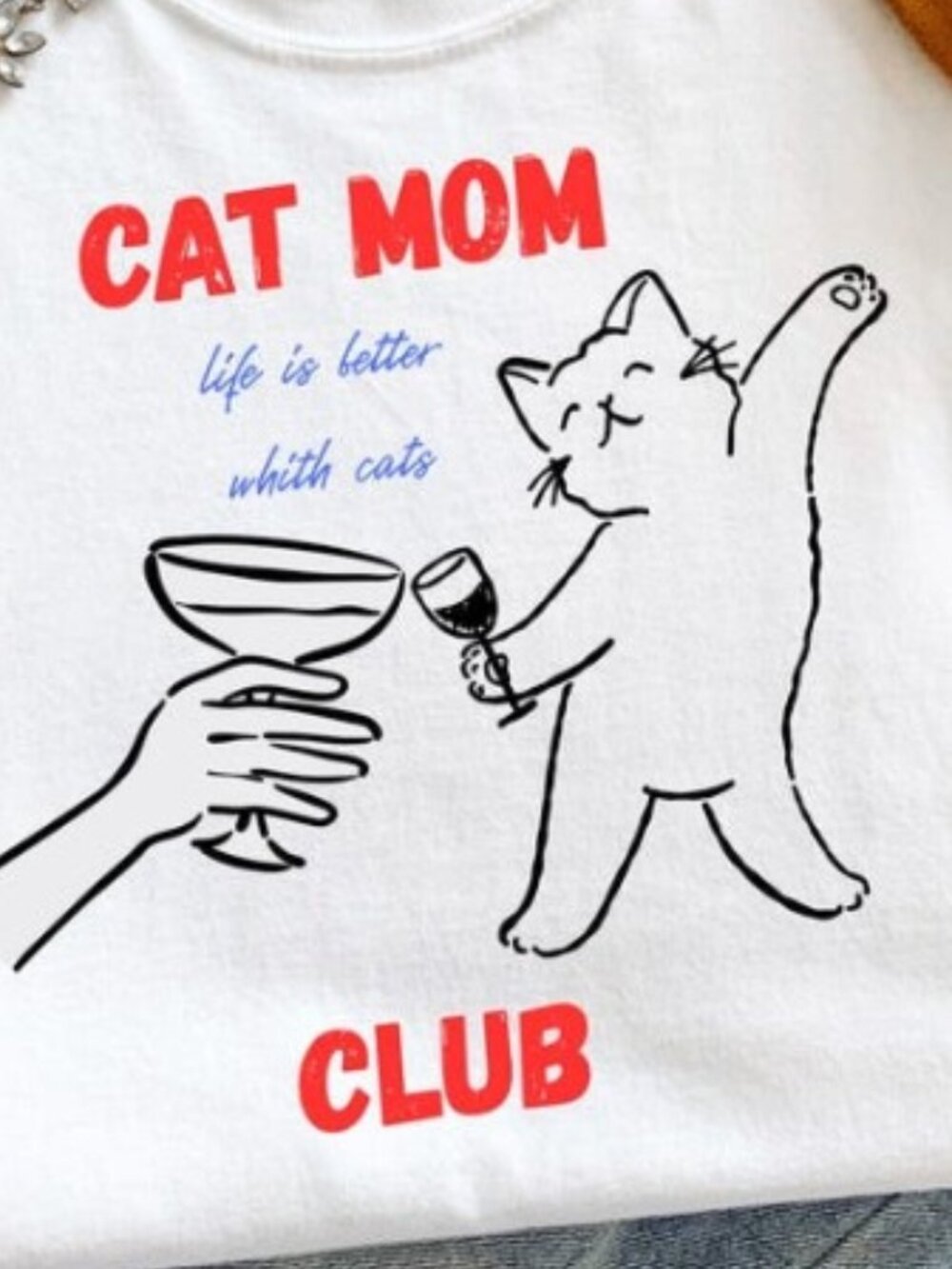 Cat Mom T-Shirt, Funny Cat Lover Tee - Picture 2 of 3